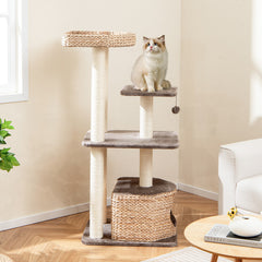 4-Layer Cat Tower with Scratching Posts Condo and Washable Cushions