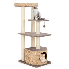 4-Layer Cat Tower with Scratching Posts Condo and Washable Cushions