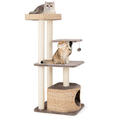 4-Layer Cat Tower with Scratching Posts Condo and Washable Cushions