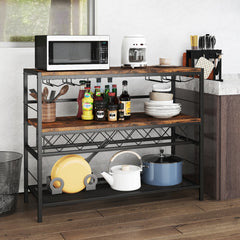 41 Inch 4-Tier Bar Table with Wine Rack and 4 Rows of Glass Holders