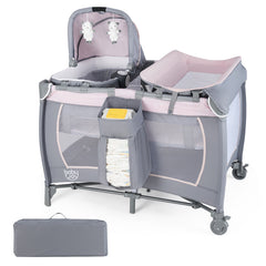 4-in-1 Convertible Portable Baby Playard Newborn Napper with Music and Toys