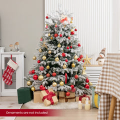 4.5/6/7 FT Artificial Pre-Lit Christmas Tree Hinged Xmas Tree with Warm White LED lights