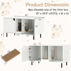 40 Inch Cat Litter Box Enclosure for 2 Cats Hidden Cat Washroom