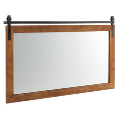 Rectangle Barn Door Style Wall Mounted Mirror with Solid Wood Frame