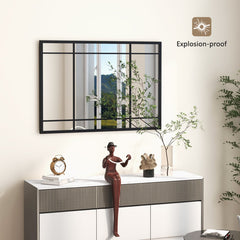 40 x 28 Inch Wall Mounted Mirror Metal Framed Hanging Mirror for Living Room Bedroom
