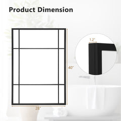40 x 28 Inch Wall Mounted Mirror Metal Framed Hanging Mirror for Living Room Bedroom