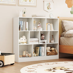41 inches Wooden Toy Storage Organizer with 10 Cubes for Kids