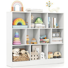 41 inches Wooden Toy Storage Organizer with 10 Cubes for Kids