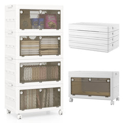 44 Gal 4-Pack Stackable Plastic Storage Bins with Lid for Bedroom Living Room