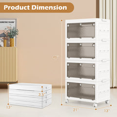 44 Gal 4-Pack Stackable Plastic Storage Bins with Lid for Bedroom Living Room