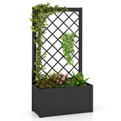 44 Inch Metal Raised Garden Bed with Trellis