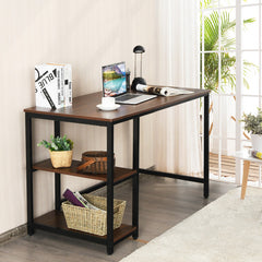 47/55 Inch Computer Desk Office Study Table Workstation Home with Adjustable Shelf Coffee