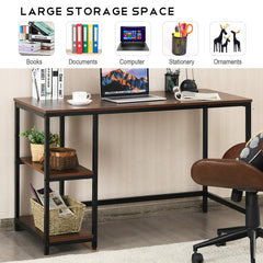 47/55 Inch Computer Desk Office Study Table Workstation Home with Adjustable Shelf Coffee