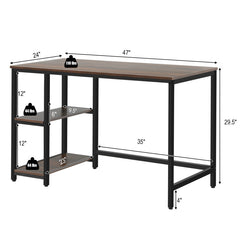 47/55 Inch Computer Desk Office Study Table Workstation Home with Adjustable Shelf Coffee