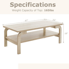 47 Inches Accent Rectangular Coffee Table for Living Room