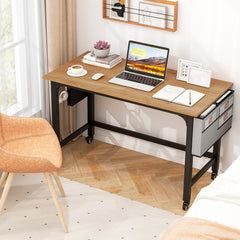 48 Inch Mobile Computer Workstation with 4 Smooth Casters