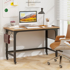 48 Inch Mobile Computer Workstation with 4 Smooth Casters