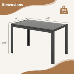 48 Inch Wicker Dining Table Patio Rectangular Rattan Table