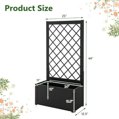 44 Inch Metal Raised Garden Bed with Trellis