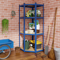 4-Tier Corner Shelving Unit Adjustable Garage Storage Utility Rack for Warehouse