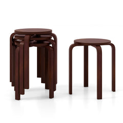Set of 4 18 Inch Stackable Bentwood Dining Chairs with Round Top