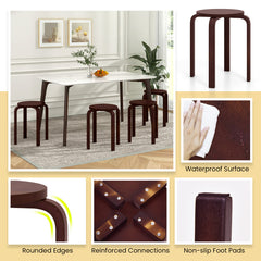 Set of 4 18 Inch Stackable Bentwood Dining Chairs with Round Top