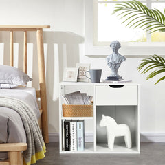 3-Cube Bookcase 2-tier Wooden Storage Shelf with Pull-out Drawer