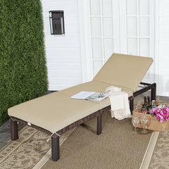 Paito Wicker Chaise Lounger with Adjustable Backrest and Cushion