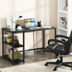 47/55 Inch Computer Desk Office Study Table Workstation Home with Adjustable Shelf Black