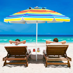 7.2 Feet Portable Outdoor Beach Umbrella with Sand Anchor and Tilt Mechanism