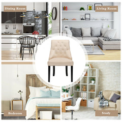Modern Upholstered Button-Tufted Dining Chair with Naild Trim