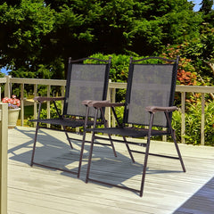 Set of 2 Patio Folding Sling Back Camping Deck Chairs