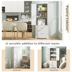62 Inch Freestanding Bathroom Cabinet with Adjustable Shelves and 2 Drawers