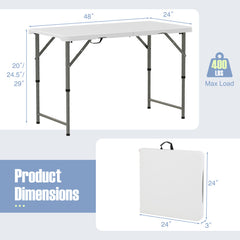 4 Feet Portable Camping Table with HDPE Tabletop and Metal Legs