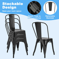 18 Inch Set of 4 Metal Dining Chair with Stackable Design