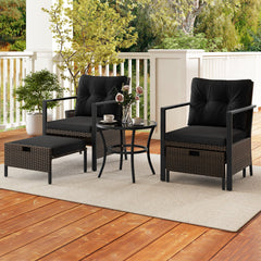 4 Piece Outdoor Furniture Set with Glass Topped Coffee Table