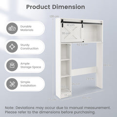 4-Tier Over The Toilet Storage Cabinet with Sliding Barn Door and Storage Shelves