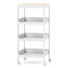 3/4 Tier Utility Rolling Cart with Detachable Tray Top and Locking Wheels