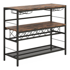41 Inch 4-Tier Bar Table with Wine Rack and 4 Rows of Glass Holders