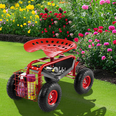4-Wheel Rolling Garden Cart Work Seat
