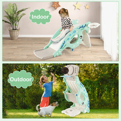 4-in-1 Kids Slide Rocking Horse with Basketball