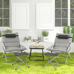 5-Piece Patio Sling Chair Set Folding Lounge Chairs with Footrests and Coffee Table