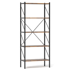 5-Tier Bookshelf with Open Shelves and Heavy Duty Metal Frame