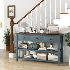 50 Inch Entryway Table Narrow Long Sofa Table with Drawers and Shelves