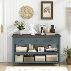50 Inch Entryway Table Narrow Long Sofa Table with Drawers and Shelves