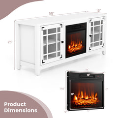 58 Inch Fireplace TV Stand with Adjustable Shelves for TVs up to 65 Inch