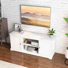 58 Inch TV Stand with 2 Cabinets and Adjustable Shelves for TVs up to 65 Inch