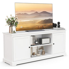 58 Inch TV Stand with 2 Cabinets and Adjustable Shelves for TVs up to 65 Inch