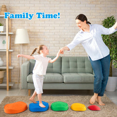 5 Pieces Kids Stepping Stones Stackable Round River Stone Indoor Outdoor