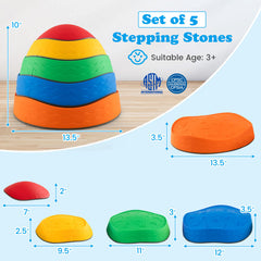 5 Pieces Kids Stepping Stones Stackable Round River Stone Indoor Outdoor